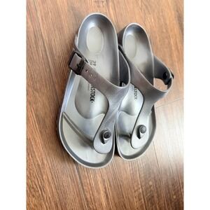 Birkenstock Gizeh EVA Metallic Silver Thong Sandals Womens 39 L8 M6
